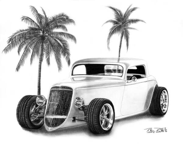 1933 Ford Coupe Poster featuring the drawing 33 Ford Coupe by Peter Piatt
