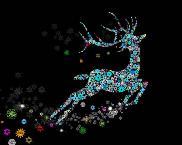 Animal Poster featuring the painting Reindeer design by snowflakes #5 by Setsiri Silapasuwanchai