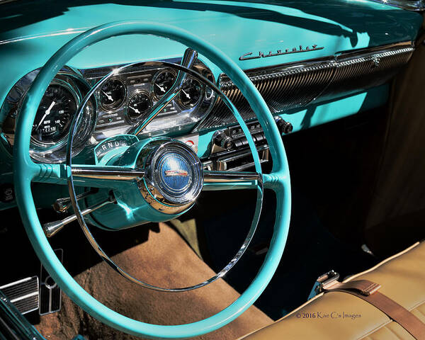 Chevy Poster featuring the photograph 54 Chevy Steering Wheel by Kae Cheatham