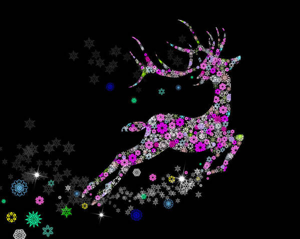 Animal Poster featuring the painting Reindeer design by snowflakes #6 by Setsiri Silapasuwanchai