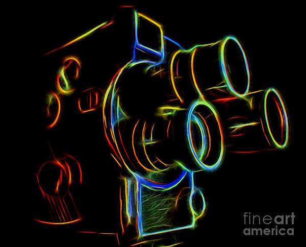 Revere 8 8mm Movie Camera Poster featuring the photograph 8mm in Neon by Mark Miller