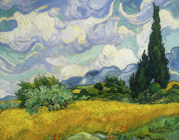 Painting Poster featuring the painting Wheat Field With Cypresses #9 by Mountain Dreams
