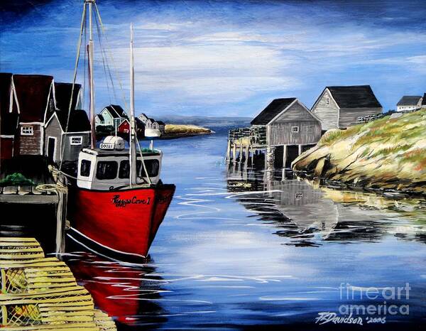 Peggys Cove Poster featuring the painting A Beautiful Day at Peggy's Cove by Pat Davidson