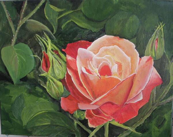 Floral Poster featuring the painting A Rose by Betty-Anne McDonald