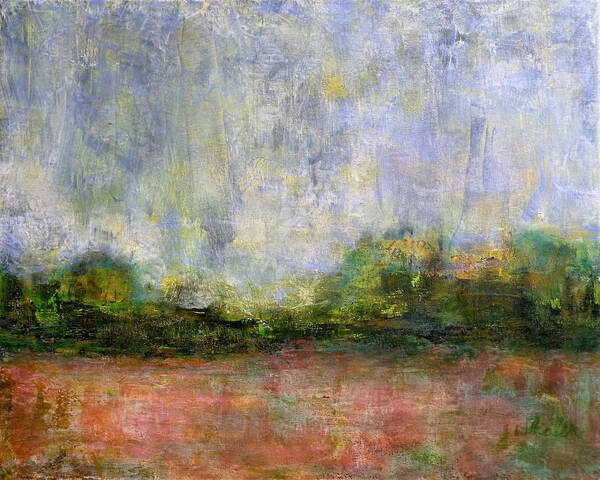 Abstract Landscape #310 Poster featuring the painting Spring Rain - Abstract Landscape #310 by Jim Whalen