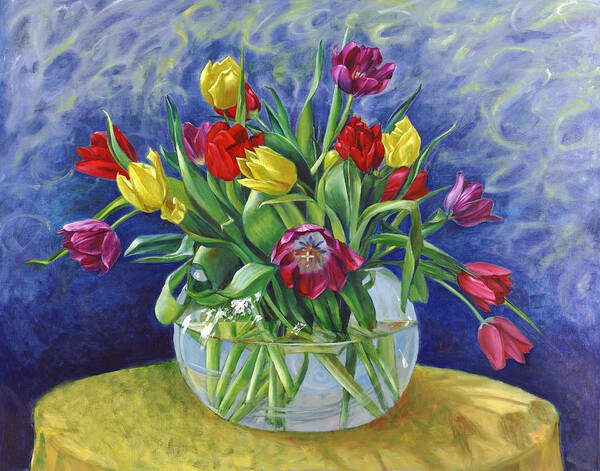  Poster featuring the painting Abundant Tulips by Nancy Tilles