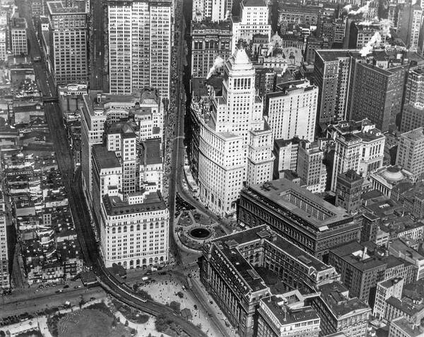 1930s Poster featuring the photograph Aerial View Of Lower Manhattan by Underwood & Underwood