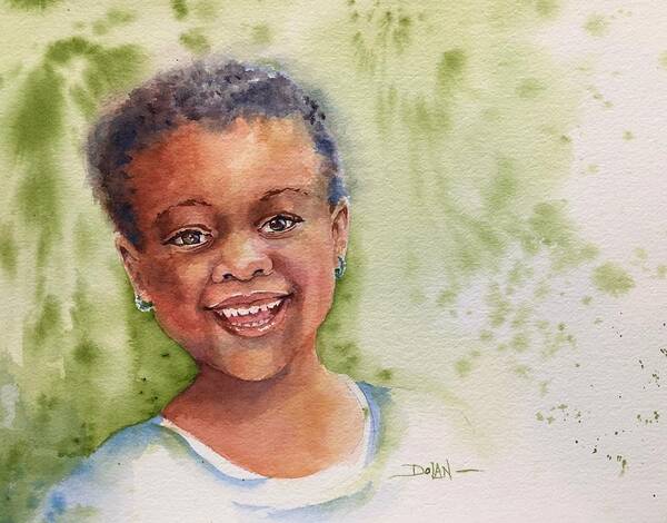 Watercolor Poster featuring the painting African Girl by Pat Dolan