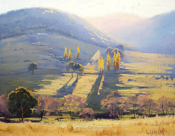 Rural Poster featuring the painting Afternoon Light Tarana by Graham Gercken