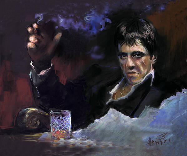 Al Pacino Poster featuring the pastel AL Pacino snow by Ylli Haruni