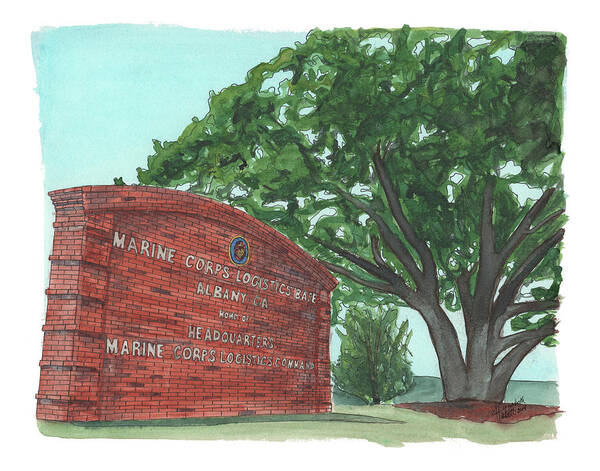 Marines Poster featuring the painting Albany Logistics Base Welcme by Betsy Hackett