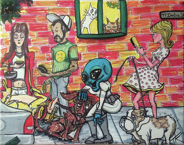 Dogs Poster featuring the painting Aliens Love Dogs by Similar Alien