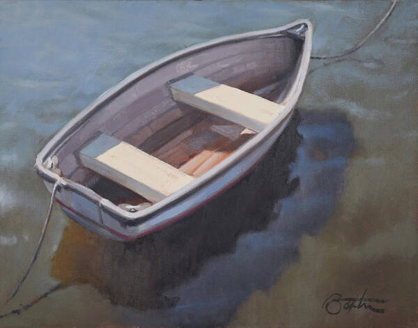 Boat Poster featuring the painting All Alone by Todd Baxter