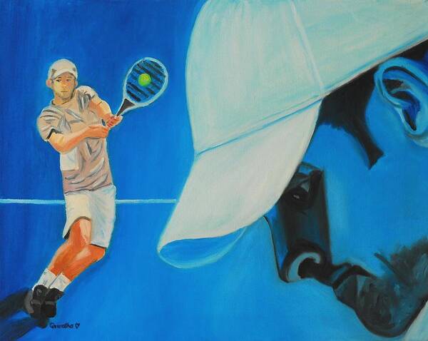 Andy Poster featuring the painting Andy Roddick by Quwatha Valentine
