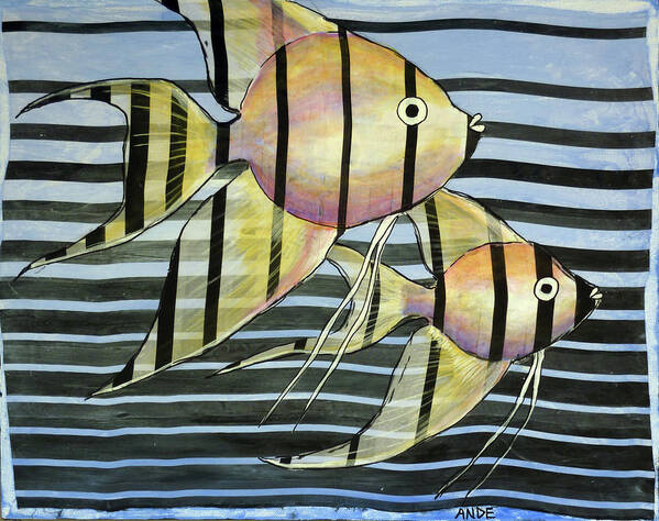 Angelfish Poster featuring the painting Angelfish Chiffon by Ande Hall
