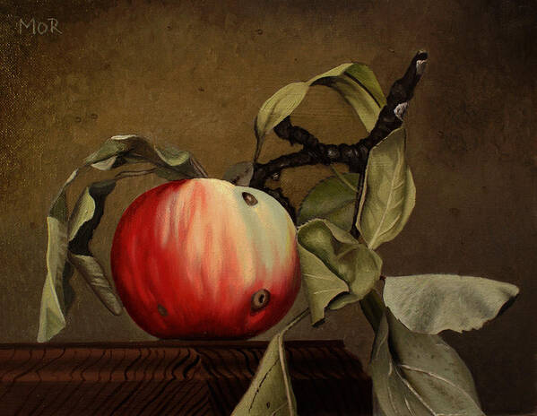 Still Life Poster featuring the painting Apple Capped and Gowned by Dietrich Moravec