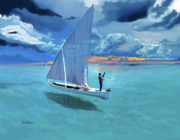 Sailing Poster featuring the painting Aqua Blue and Ulua by Brad Burns
