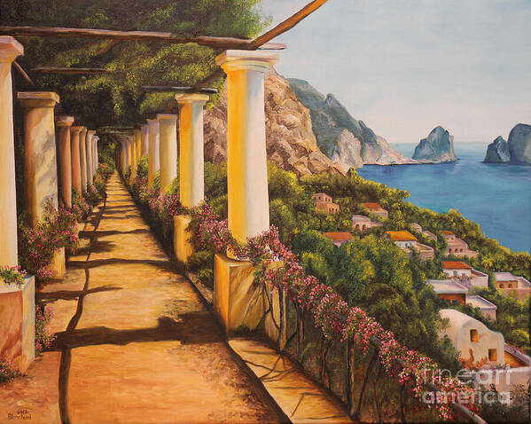 Italy Paintings Poster featuring the painting Arbor Walk in Capri by Charlotte Blanchard
