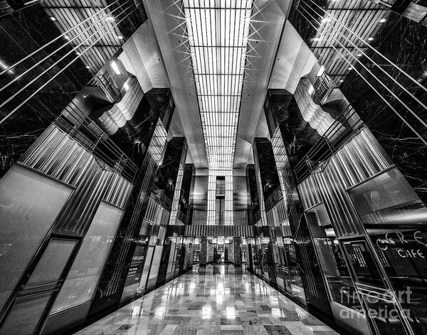 Bnw Poster featuring the photograph Art Deco lobby BnW by Izet Kapetanovic