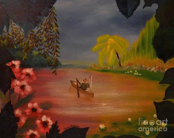 Fishing Poster featuring the painting Asian Lillies by Denise Tomasura