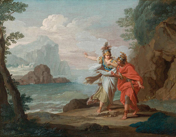 Giuseppe Bottani Poster featuring the painting Athena Appearing to Odysseus to Reveal the Island of Ithaca by Giuseppe Bottani