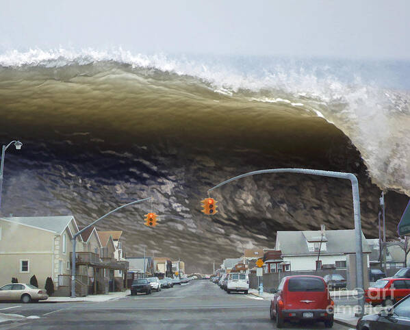 Tsunami Poster featuring the digital art Atlantic Tsunami by Scott Evers