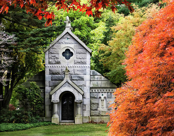 Autumn Poster featuring the photograph Autumn Chapel by Betty Denise