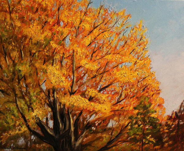 Autumn Poster featuring the painting Autumn Leaves at High Cliff by Daniel W Green