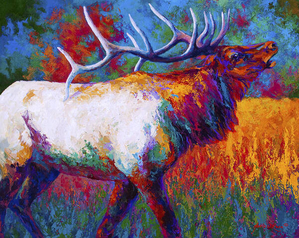 Elk Poster featuring the painting Autumn by Marion Rose