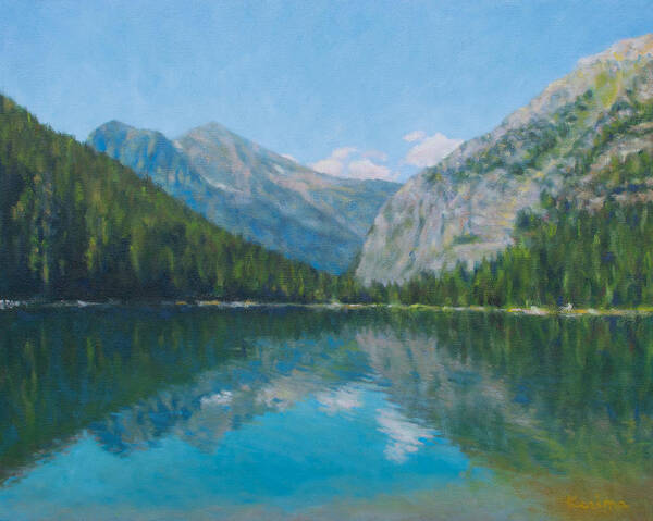 Landscape Poster featuring the painting Avalanche Lake, Glacier NP by Kerima Swain