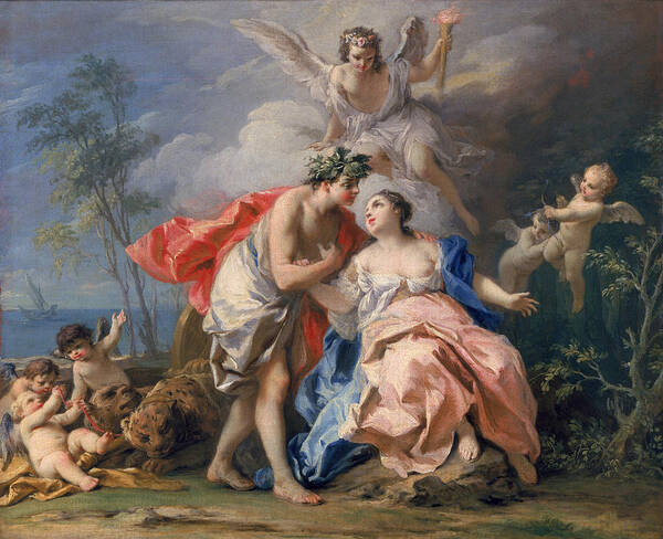 Bacchus Poster featuring the painting Bacchus and Ariadne by Jacopo Amigoni