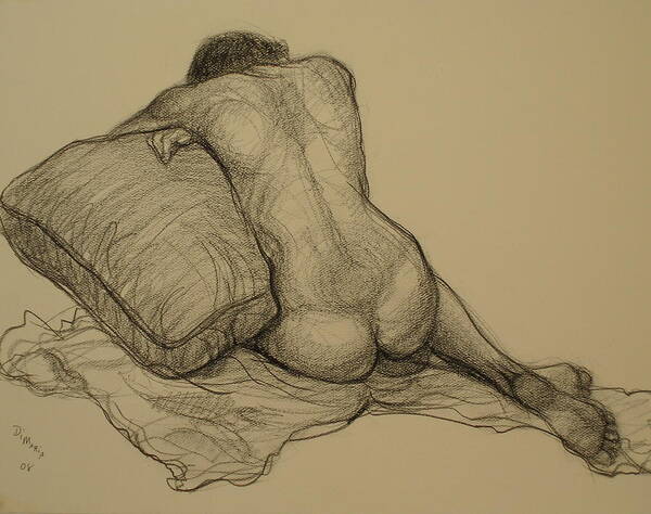 Realism Poster featuring the drawing Back Nude 3 by Donelli DiMaria