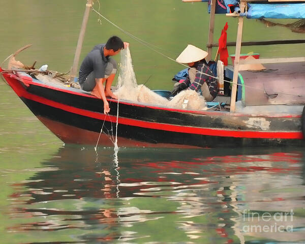 Living On The Water Poster featuring the photograph Bai Tu Long Fishermen by Josephine Cohn