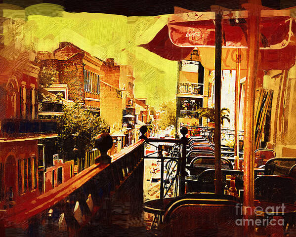 New-orleans Poster featuring the digital art Balcony Cafe by Kirt Tisdale