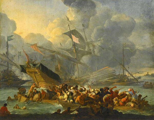 Johannes Lingelbach Poster featuring the painting Battle of Lepanto by Johannes Lingelbach