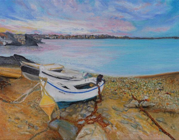 Seaside Poster featuring the painting Beached Boats by Kathy Knopp