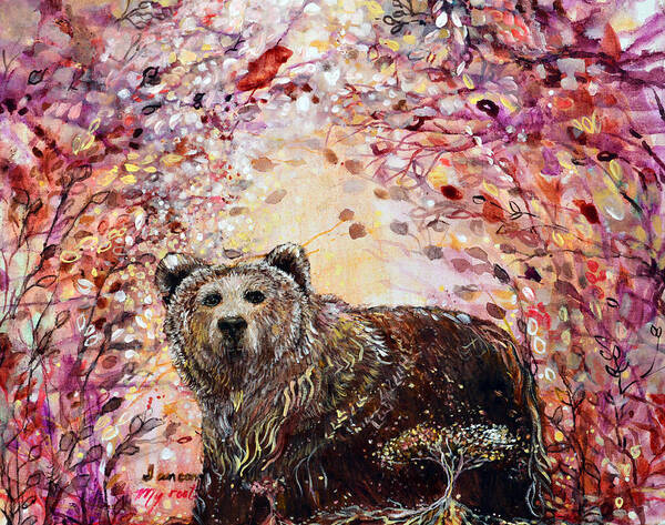 Bear Poster featuring the painting Bear with a Heart of Gold by Ashleigh Dyan Bayer