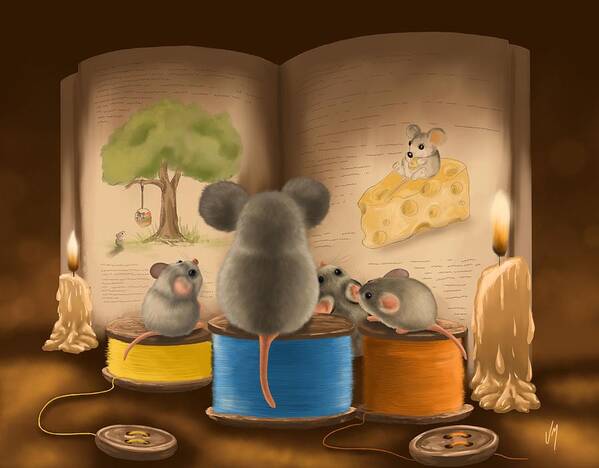 Story Poster featuring the painting Bedtime story by Veronica Minozzi