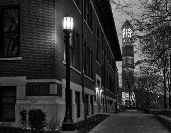 Purdue Poster featuring the photograph Bell Tower at Night by Coby Cooper