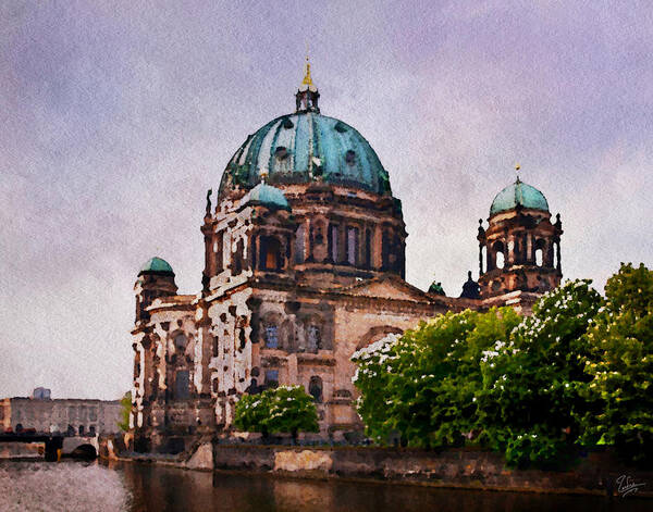 Berlin Cathedral Poster featuring the photograph Berlin Cathedral Faux Watercolor by Endre Balogh
