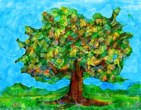 Tree Poster featuring the digital art Big Oak Tree by Sherry Killam