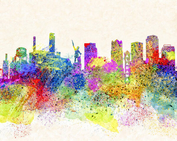 Birmingham Poster featuring the digital art Birmingham Alabama Skyline Art by Mark Tisdale