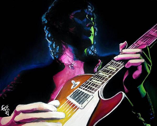 Jimmy Page Poster featuring the painting Black Dog by Tom Carlton
