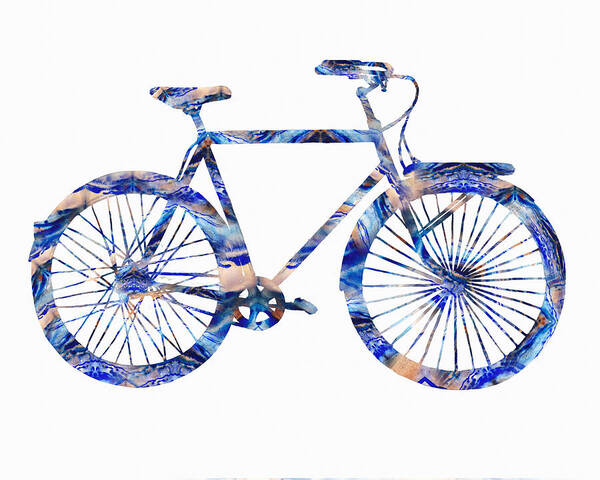 Bicycle Poster featuring the painting Blue Bicycle Watercolor Silhouette by Irina Sztukowski