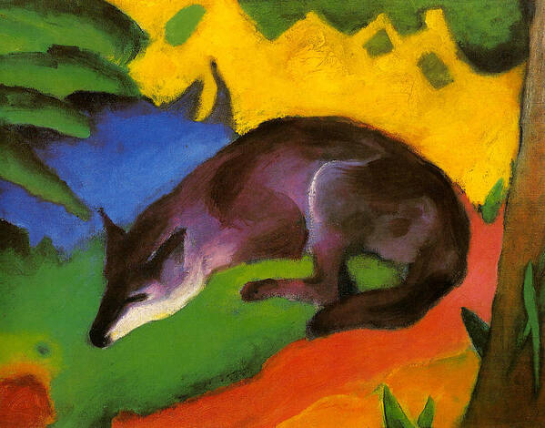 German Painters Poster featuring the painting Blue-Black Fox by Franz Marc