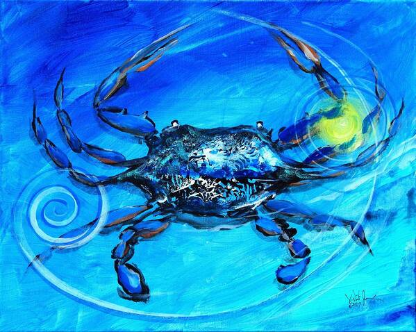 Crab Poster featuring the painting Blue Crab, Abstract by J Vincent Scarpace