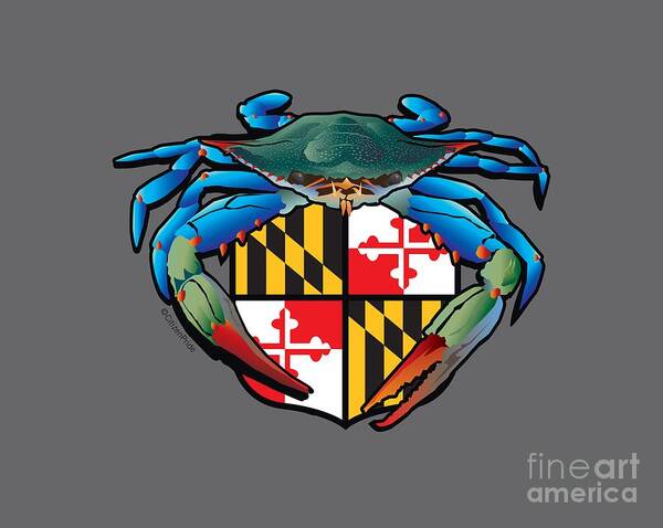 Maryland Flag Poster featuring the digital art Blue Crab Maryland Crest by Joe Barsin