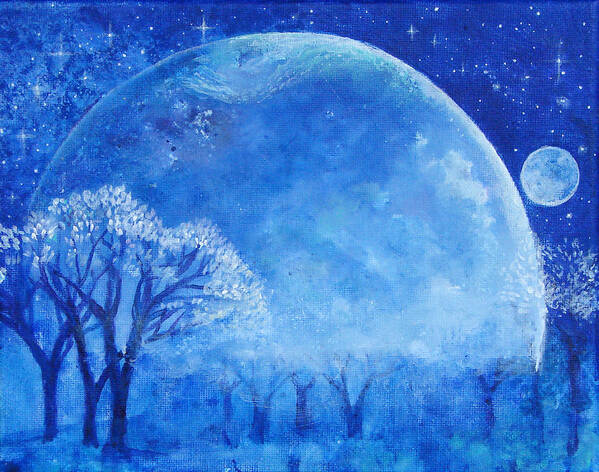 Blue Poster featuring the painting Blue Night Moon by Ashleigh Dyan Bayer