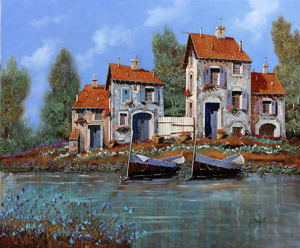 Riverscape Poster featuring the painting Borgo Viola by Guido Borelli