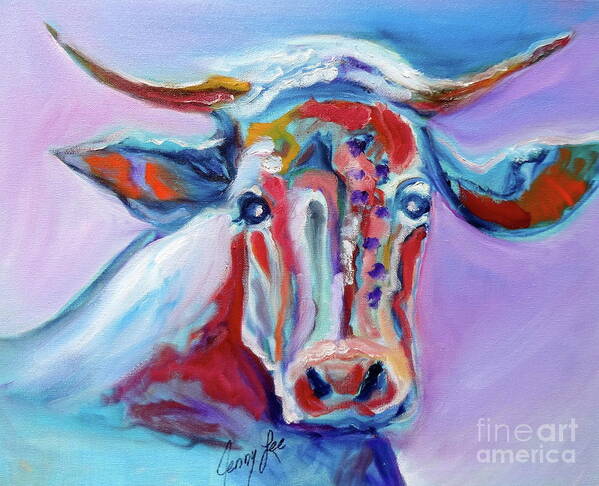 Cow Poster featuring the painting Blue Elsie by Jenny Lee